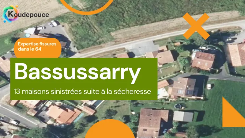 Fissure traversante sur la façade d'une maison à Bassussarry causée par la sécheresse et le retrait-gonflement des argiles dans les Pyrénées-Atlantique
